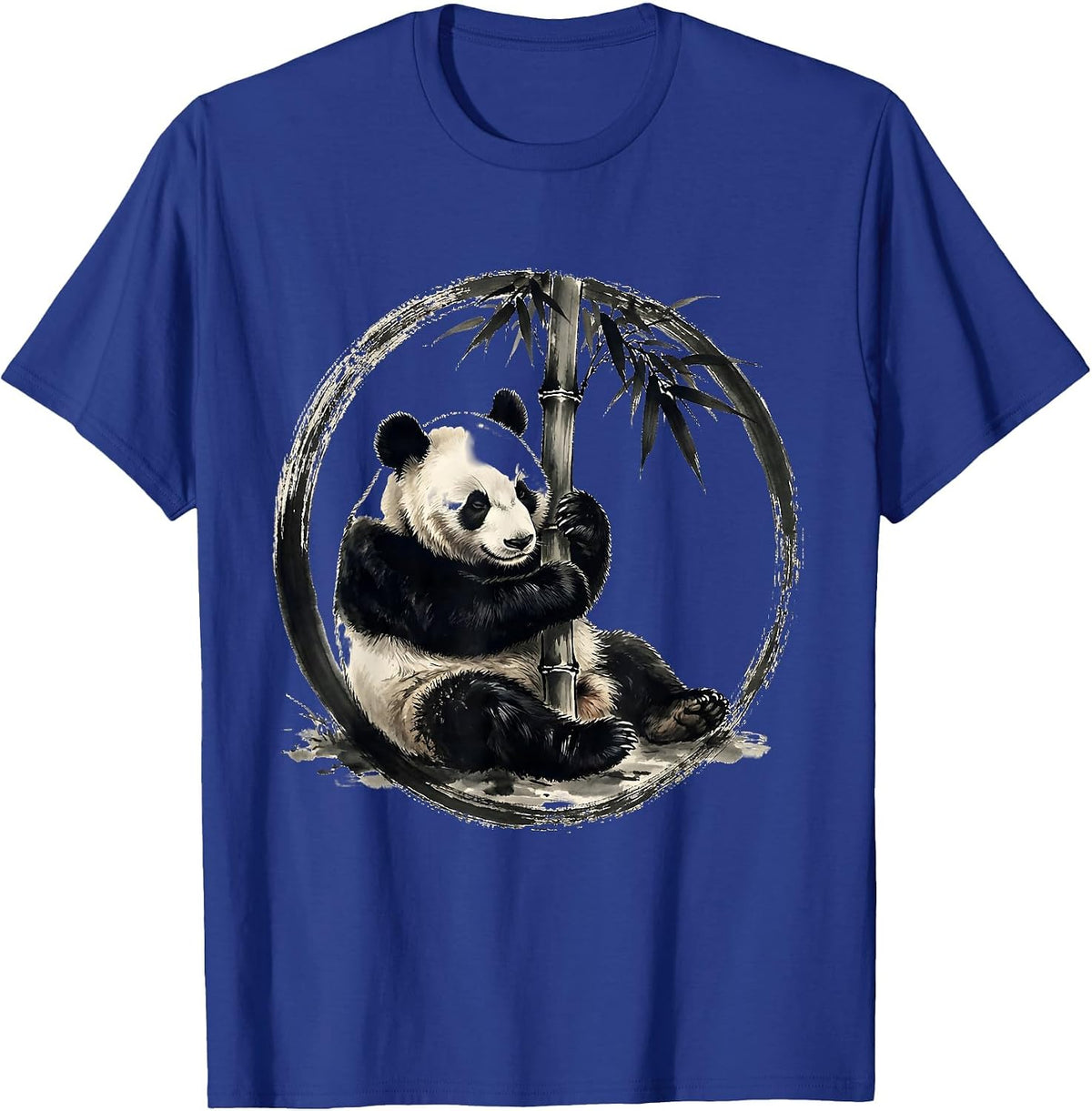 Men's Sleeping Panda Curled Around Bamboo Stalk T-Shirt - Royal Blue