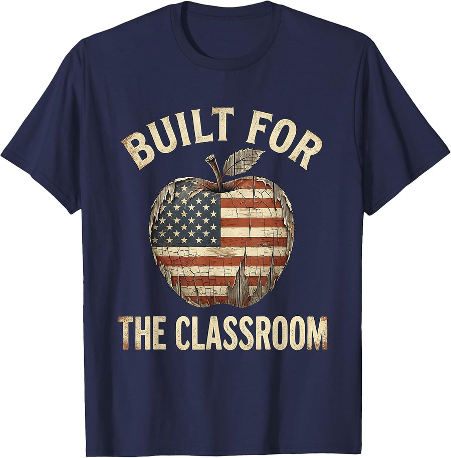 Built for the Classroom Fourth Grade Teacher T-Shirt - Navy Blue