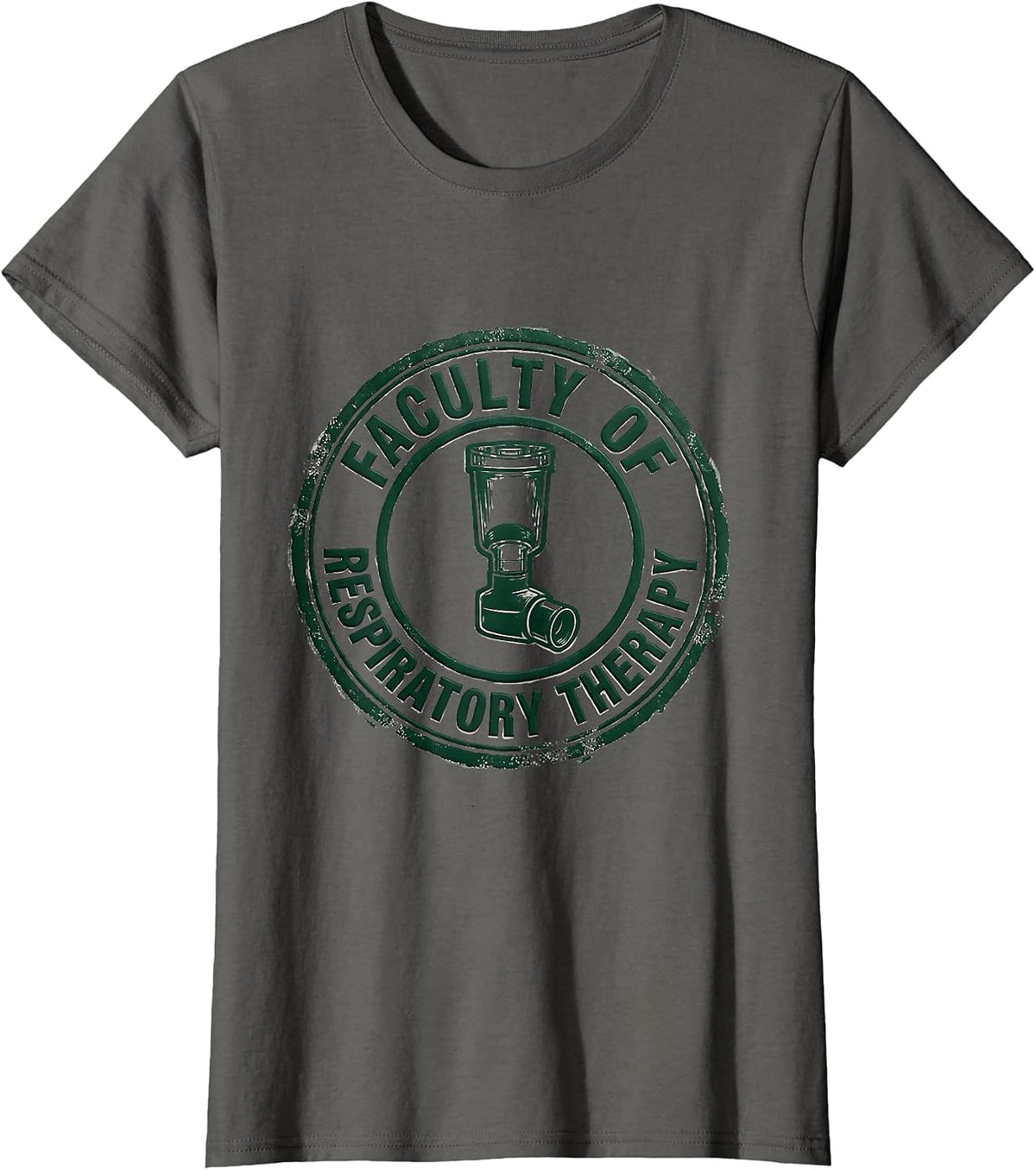 Women's Faculty of Respiratory Therapy Rubber Stamp Respiratory T-Shirt - Asphalt Grey