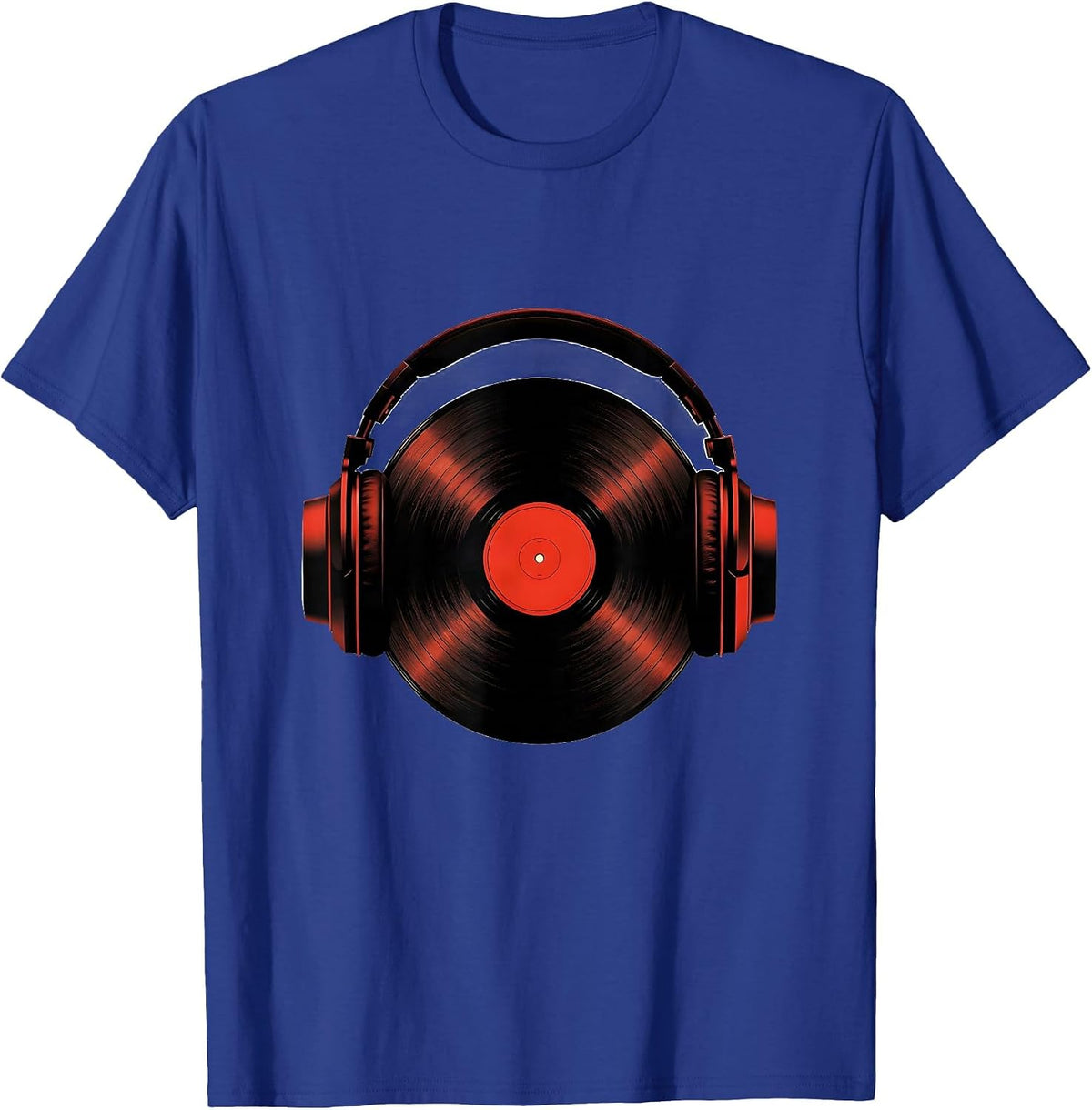 DJ Headphones Vinyl Record Minimalist Old School Hip Hop T-Shirt - Royal Blue