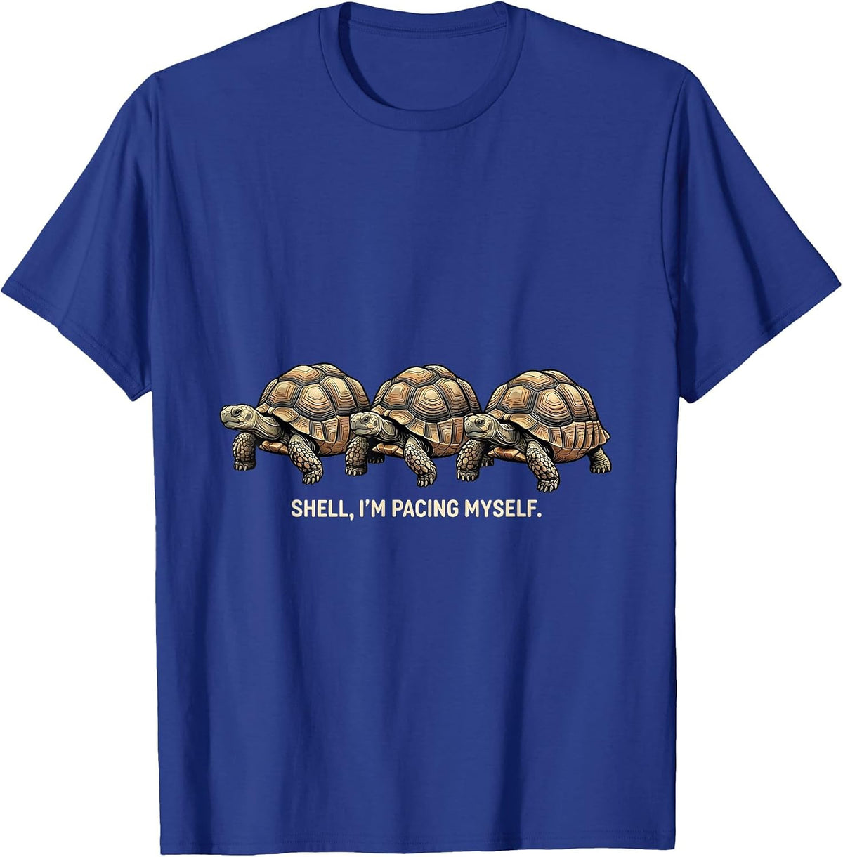 Men's Shell I'm Pacing Myself Distressed Funny Turtle Lover T-Shirt - Royal Blue