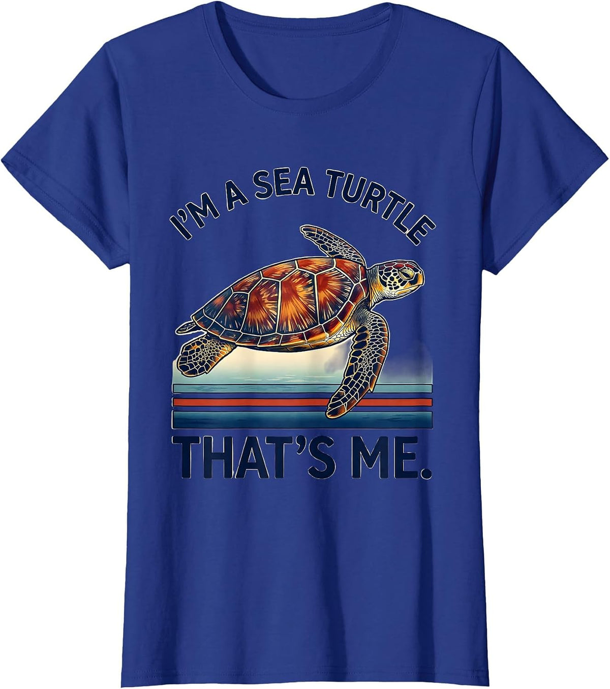 Women's I'm A Sea Turtle That's Me Ukiyo-e Ocean Animal Lover T-Shirt - Royal Blue