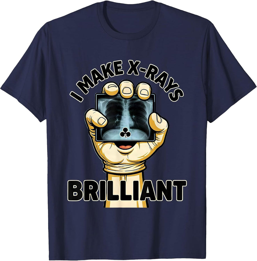 I Make X-Rays Brilliant Cartoon Radiology Tech Rad Tech Gift T-Shirt - Navy Blue