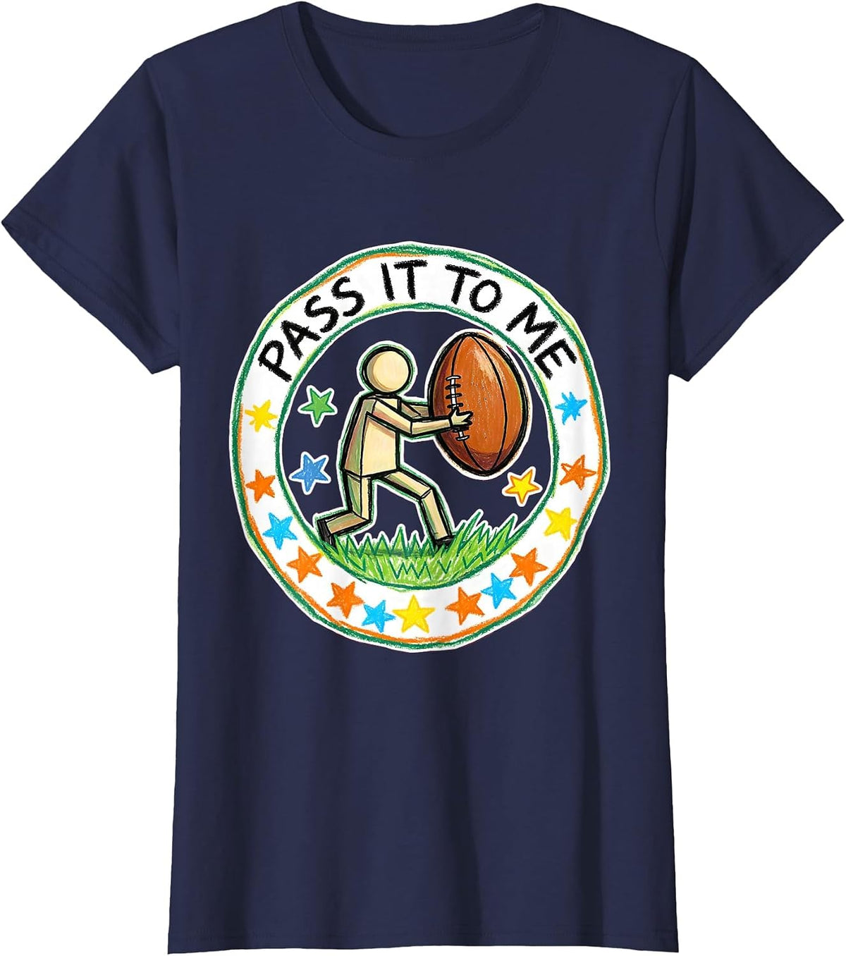 Women's Pass It To Me Rugby Graphic Design T-Shirt - Navy Blue