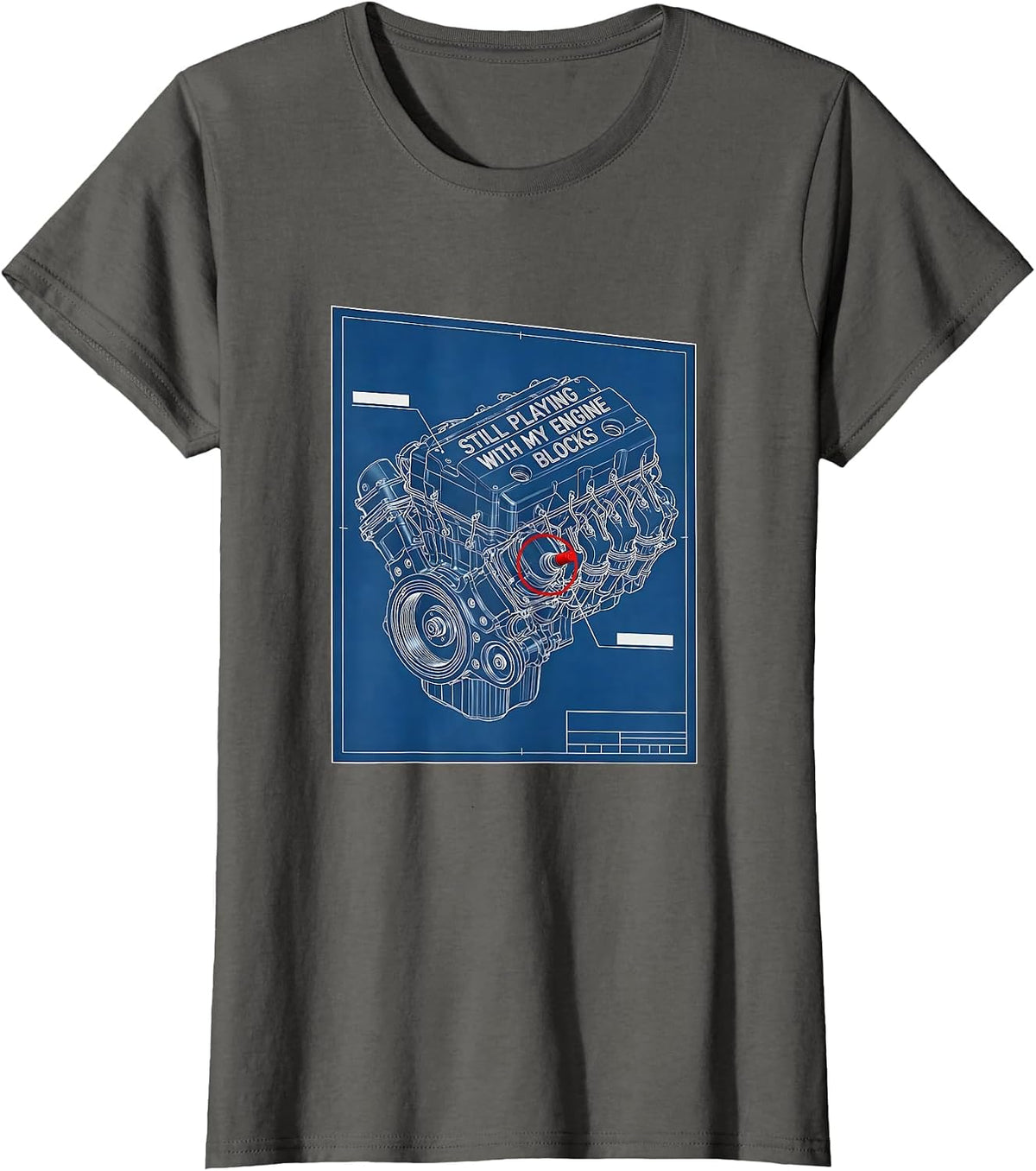 Women's Still Playing With My Engine Blocks Funny Mechanic Auto T-Shirt - Asphalt Grey