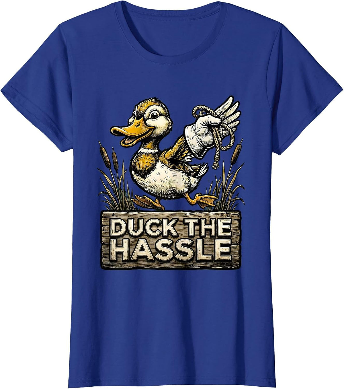 Women's Duck The Hassle Retro Cartoon Duck Hunter Humor Gift T-Shirt - Royal Blue