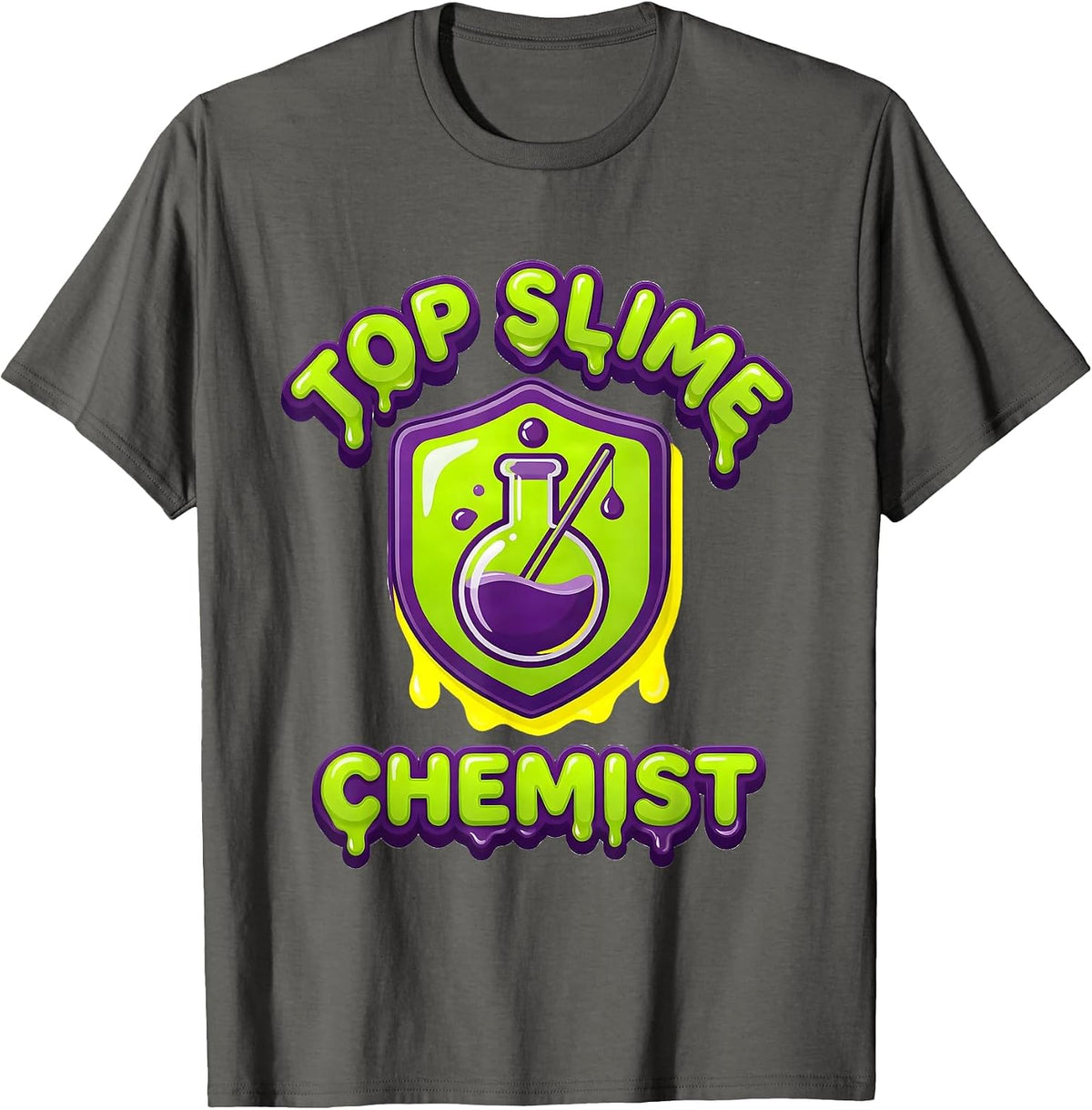 Top Slime Chemist Gummy Jelly Pop Kids Slime Party Gift T-Shirt - Asphalt Grey