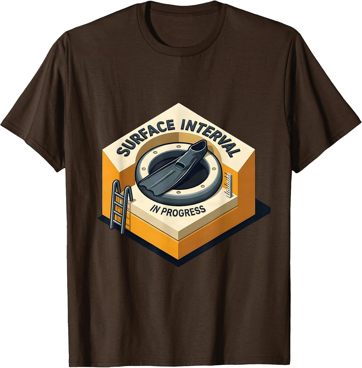 Men's Surface Interval In Progress Funny Scuba Diver Humor T-Shirt - Brown