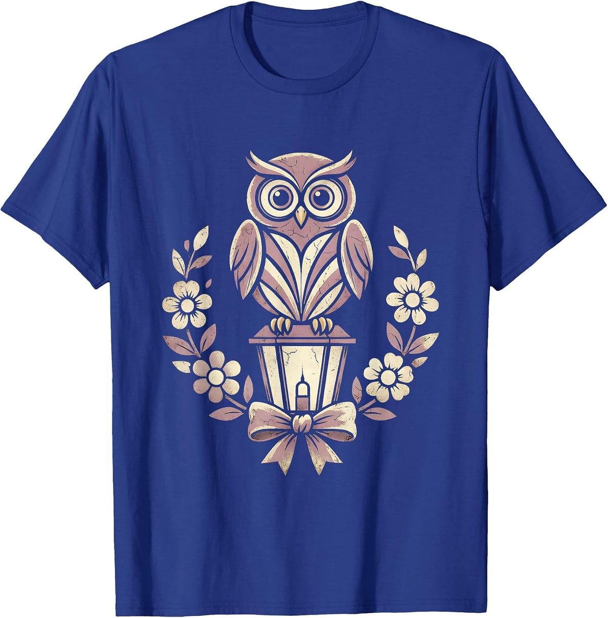 Men's Owl on Lantern Girls Halloween Graphic T-Shirt - Royal Blue