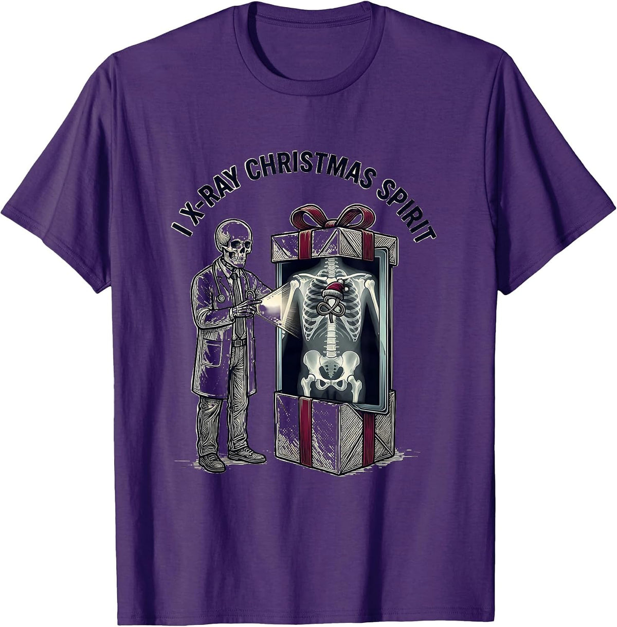 I X-Ray Christmas Spirit Funny Radiology Tech Gift T-Shirt - Purple