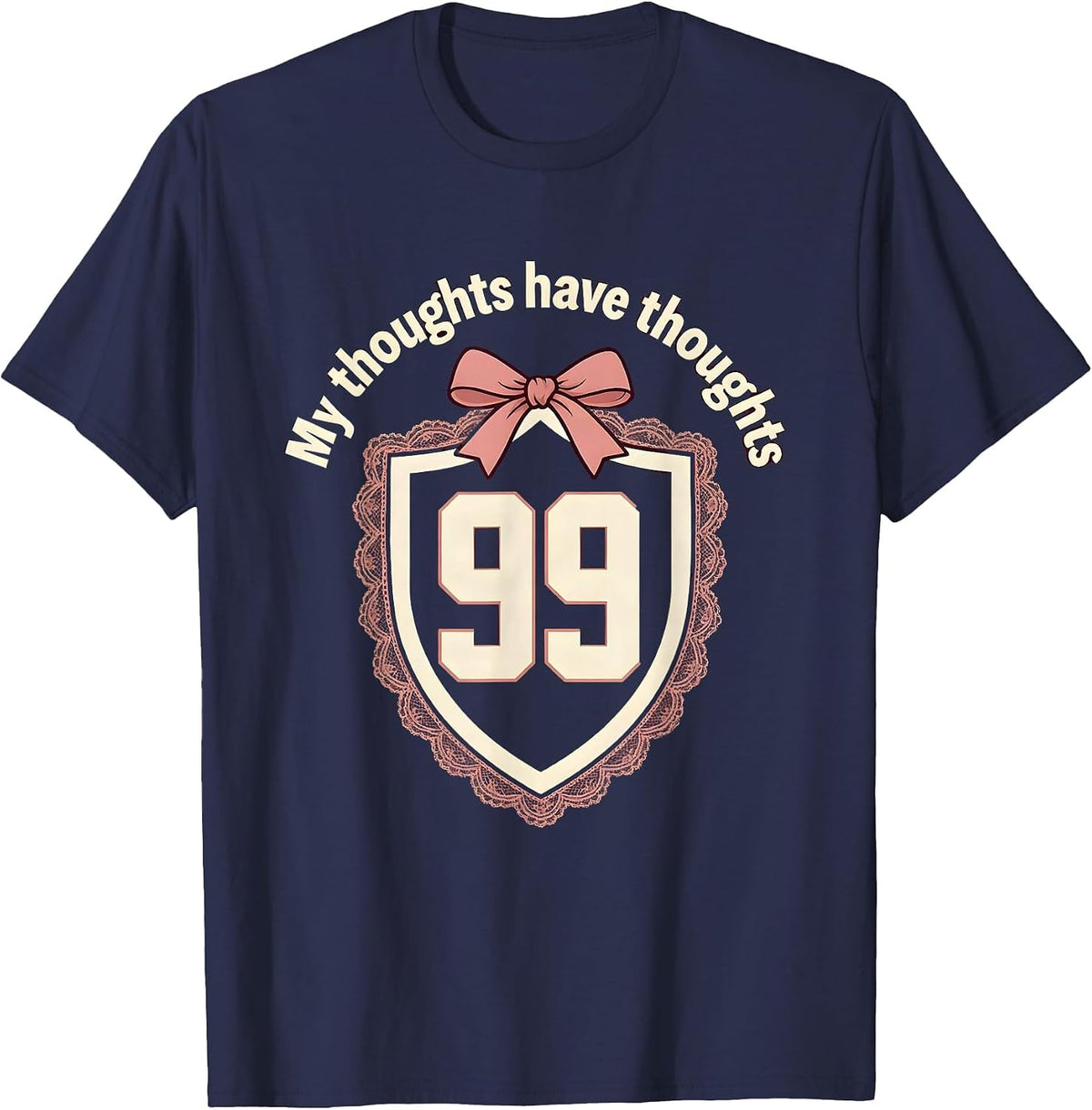 Men's My Thoughts Have Thoughts ADHD Awareness Design T-Shirt - Navy Blue