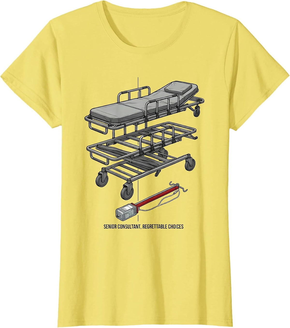 Women's Senior Consultant Regrettable Choices Funny EMT Paramedic T-Shirt - Lemon Yellow