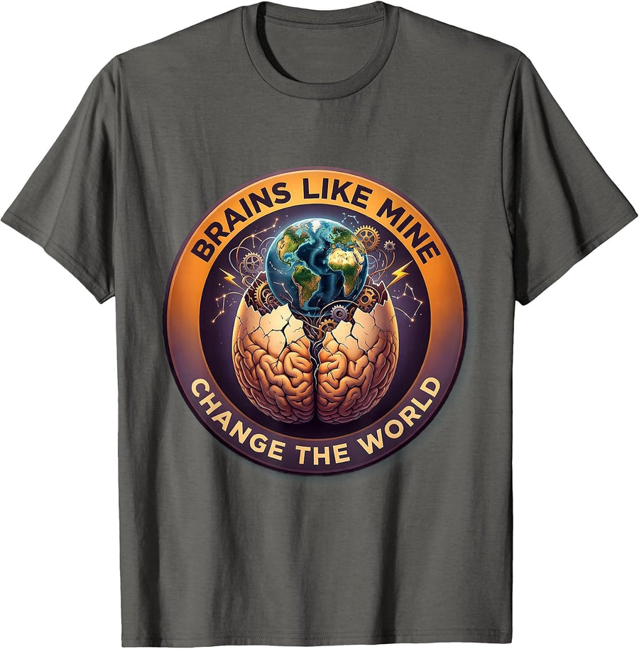 Brains Like Mine Change The World ADHD Design T-Shirt - Asphalt Grey