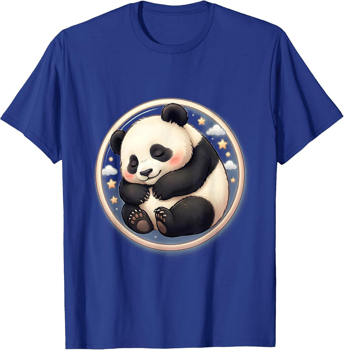Sleeping Panda Cub Curled Up Cute Wildlife Art T-Shirt - Royal Blue