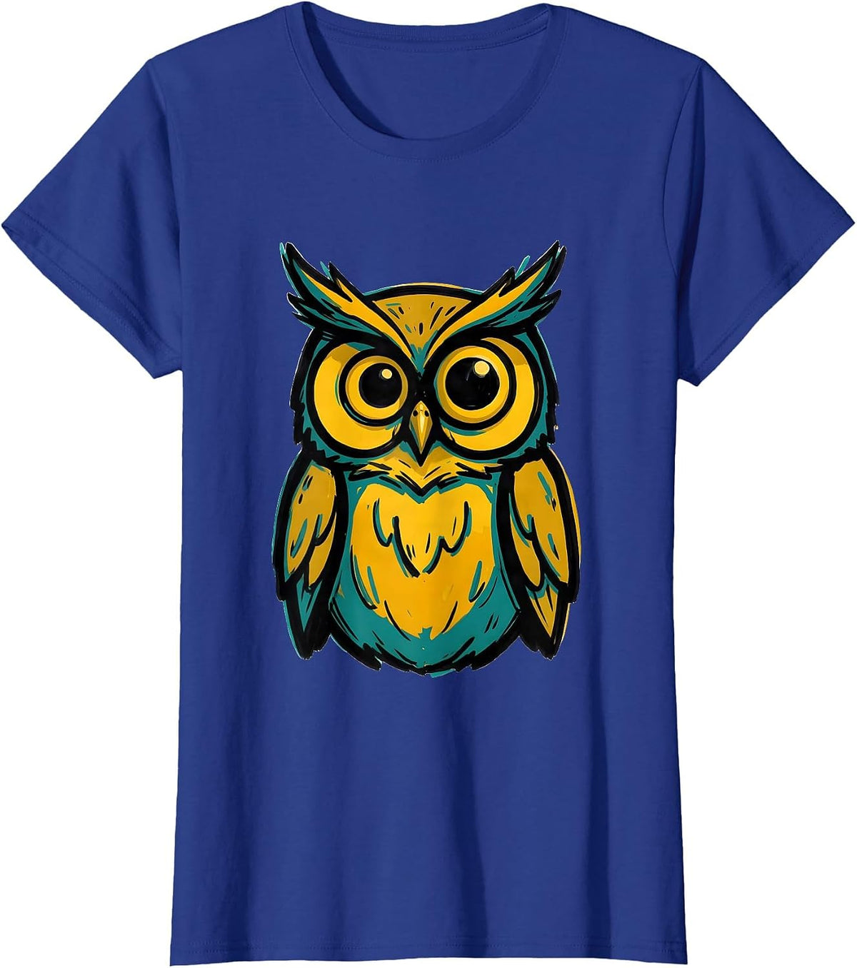 Women's Squat Owl Vintage Bird Lover Humor Graphic T-Shirt - Royal Blue