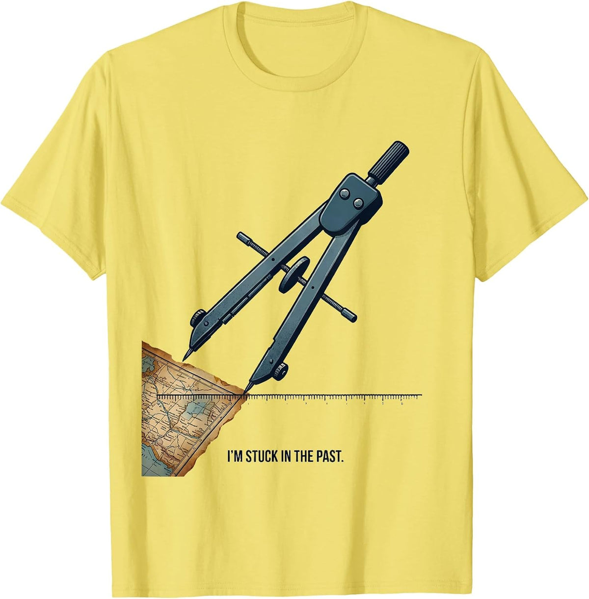 Men's I'm Stuck In The Past Funny History Teacher Back To School T-Shirt - Lemon Yellow