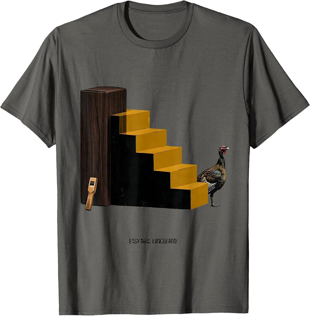 Easy Now, Longbeard Funny Turkey Hunting Gift for Hunters T-Shirt - Asphalt Grey