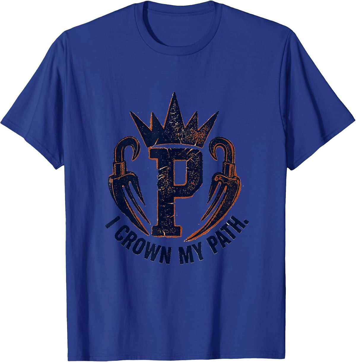 I Crown My Path Rubber Stamp Crown Alphabet Monogram T-Shirt - Royal Blue