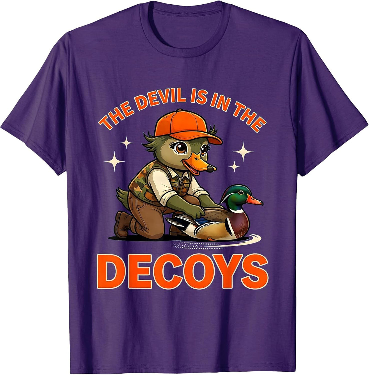 THE DEVIL IS IN THE DECOYS Funny Duck Hunter Hunting Gift T-Shirt - Purple