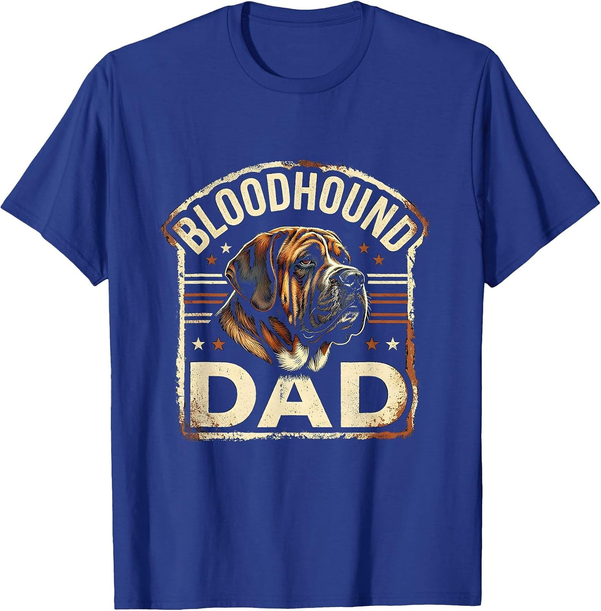 Bloodhound Dad Rubber Stamp Patriotic Dog Breed Pride 4th T-Shirt - Royal Blue