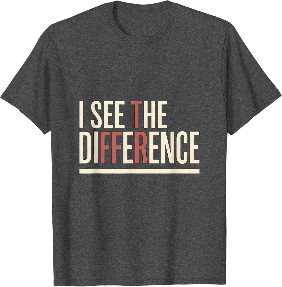Men's I See The Difference Funny Math Teacher Nerdy Pun Humor T-Shirt - Dark Heather Grey