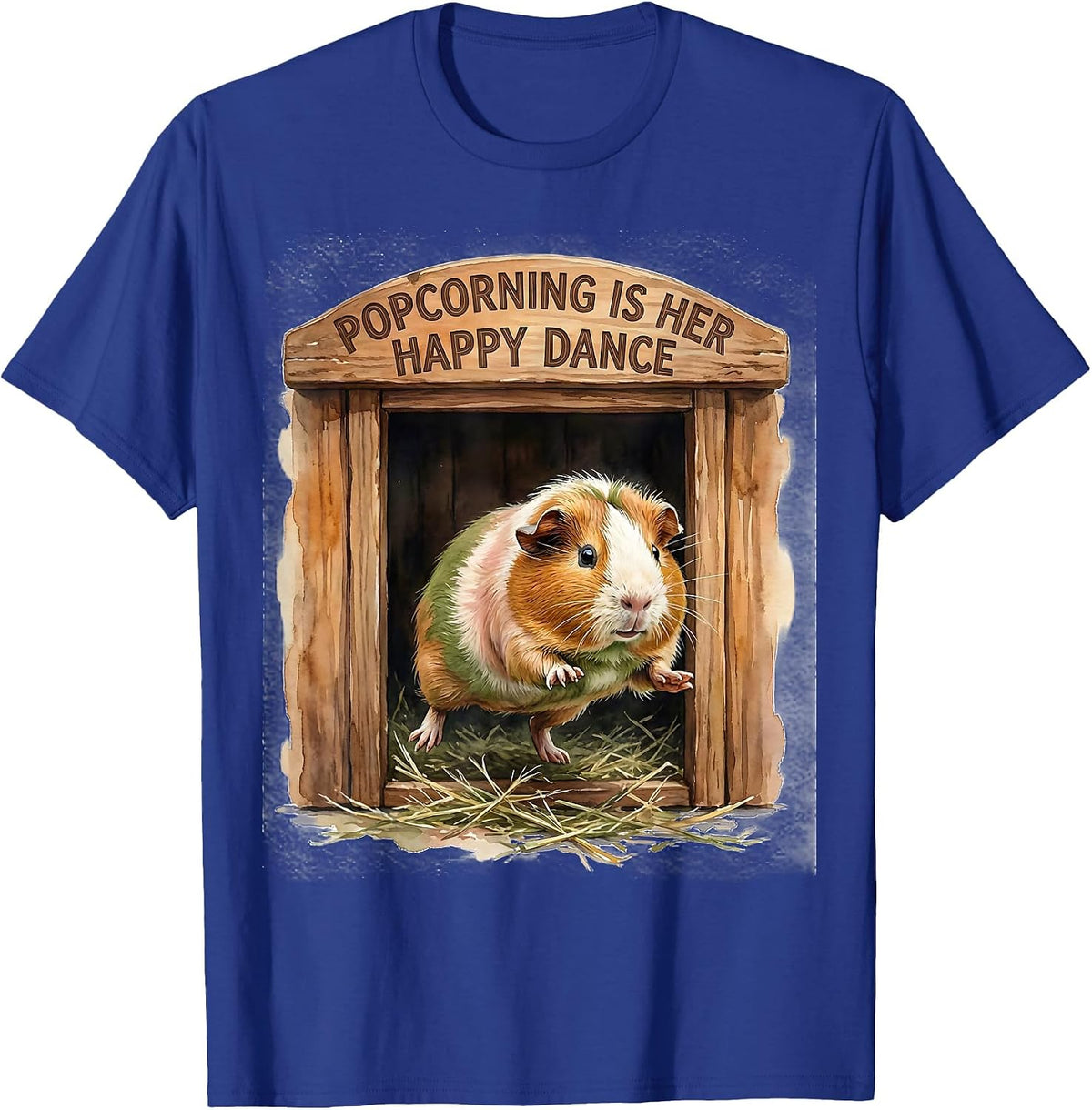 Popcorning Is Her Happy Dance Cute Guinea Pig Humor Pet T-Shirt - Royal Blue