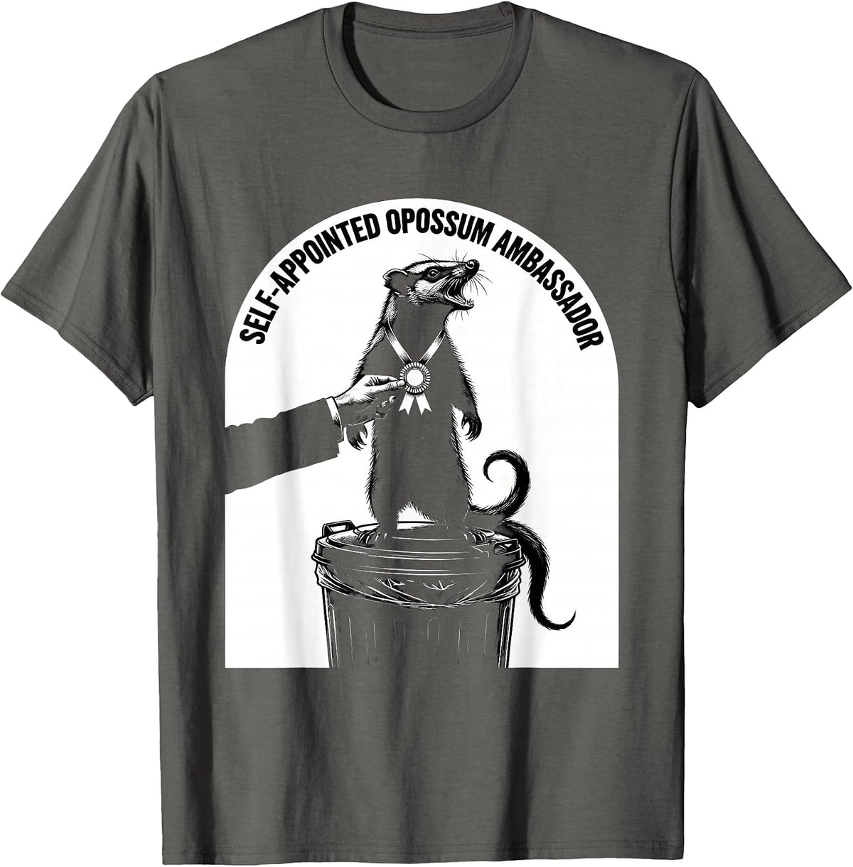 Men's Self-Appointed Opossum Ambassador Funny Possum Lover Meme T-Shirt - Asphalt Grey
