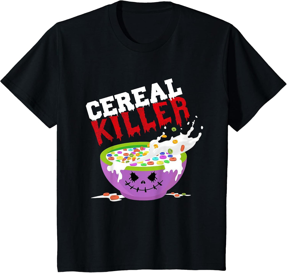Cereal Killer Costume Funny Halloween Breakfast Cereal Food T-Shirt - Black