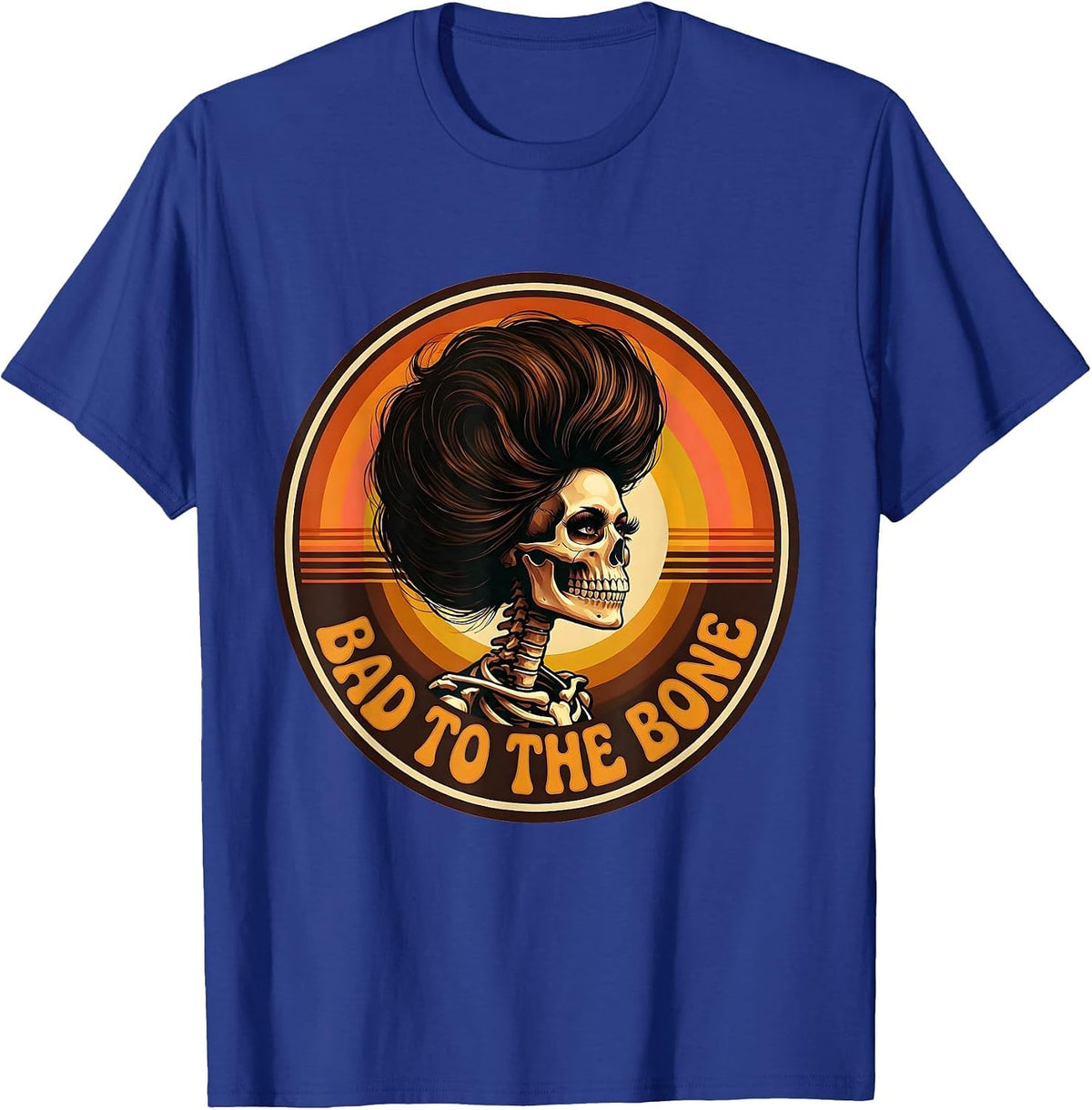 Bad to the Bone Skeleton Women Graphic Design T-Shirt - Royal Blue