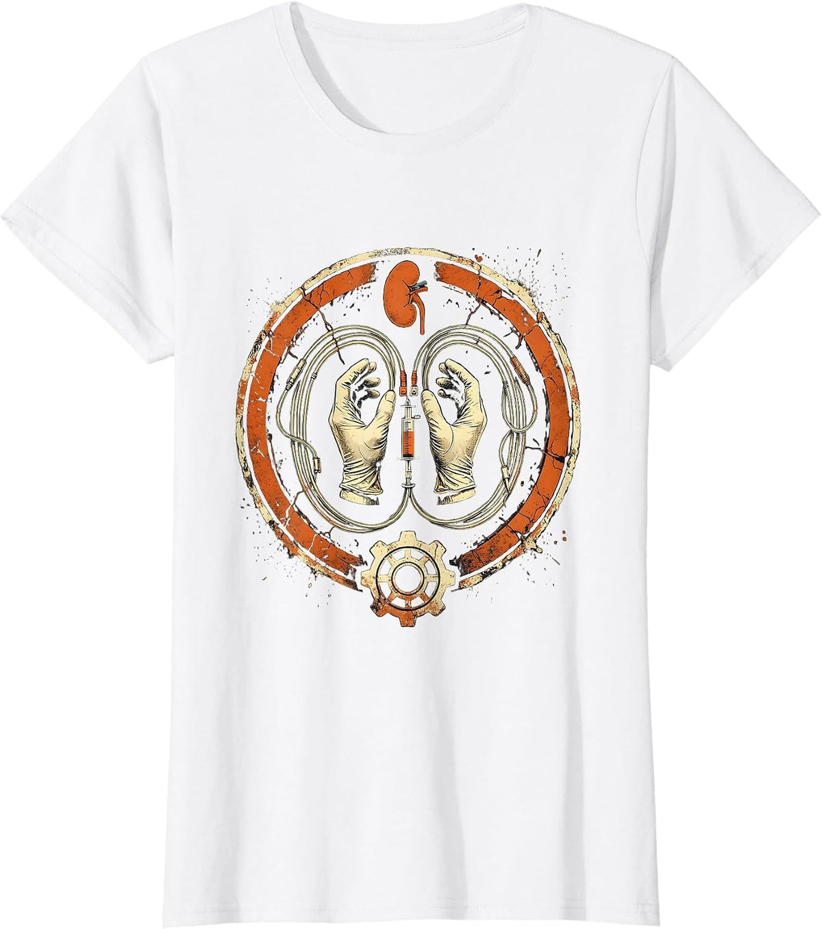 Dialysis Technician Connecting Tubing Patient Art T-Shirt - White