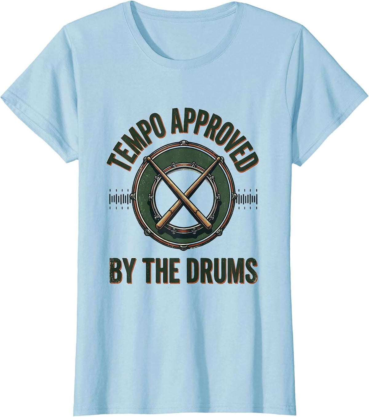 Tempo Approved By The Drums Vintage Drummer Percussionist T-Shirt - Baby Blue