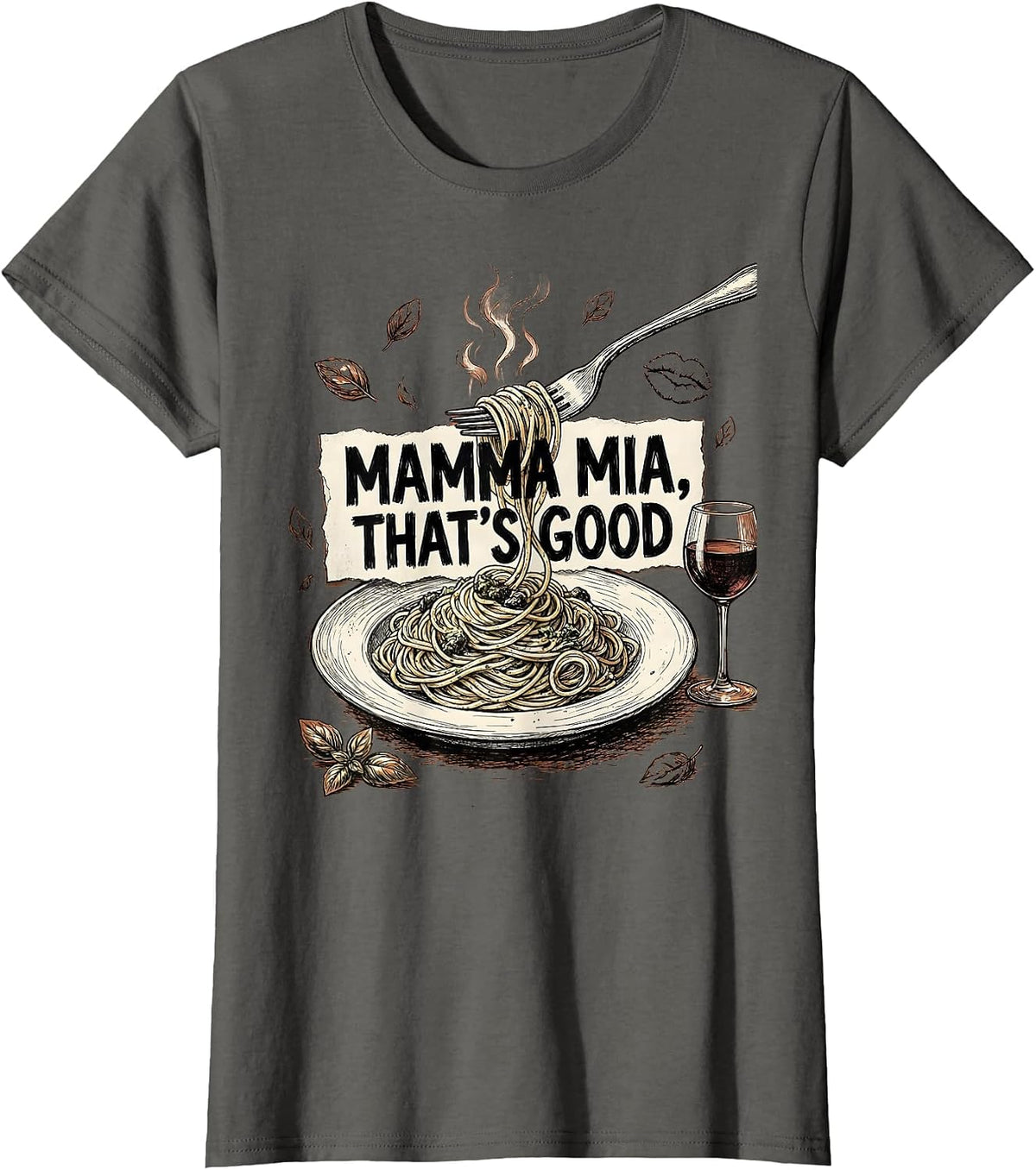 Women's Mamma Mia That's Good Italian Pride Design T-Shirt - Asphalt Grey