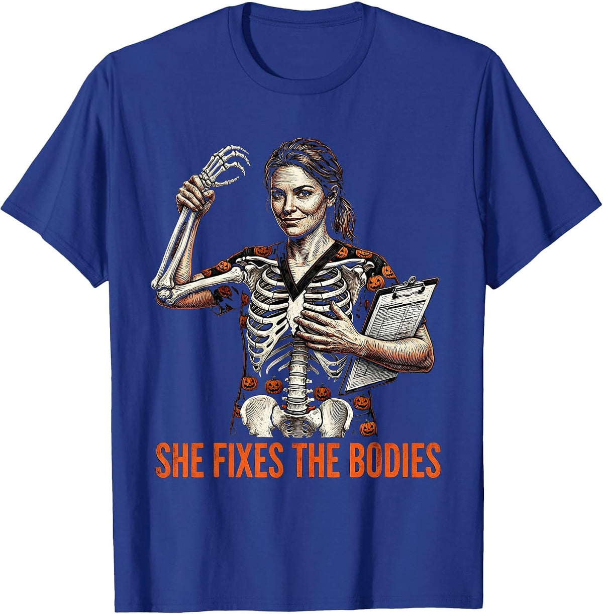 Men's Halloween Couples Physical Therapist Hers Design T-Shirt - Royal Blue