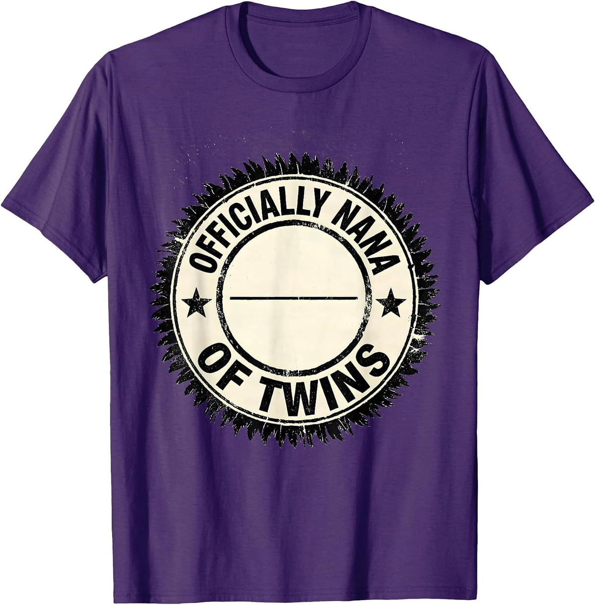 Men's Officially Nana Of Twins Rubber Stamp Grandma Of Twins T-Shirt - Purple