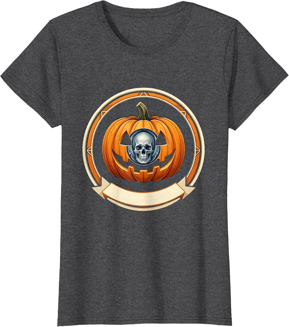 Women's Skull Pumpkin CT Tech Radiology Halloween Humor T-Shirt - Dark Heather Grey