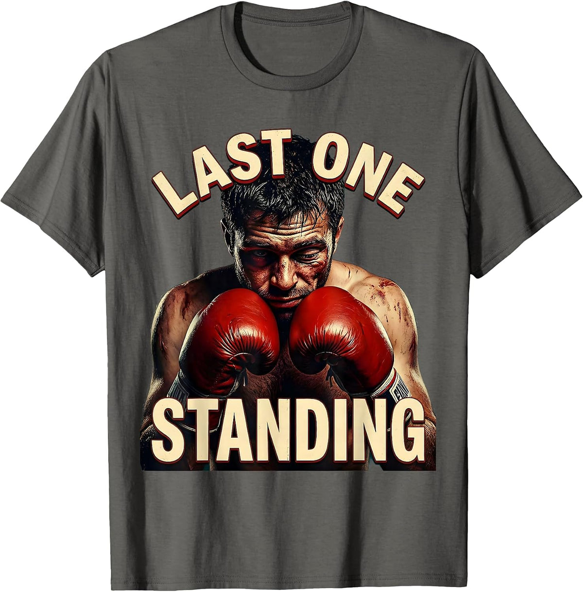 Men's Last One Standing Boxing Graphic Design T-Shirt - Asphalt Grey