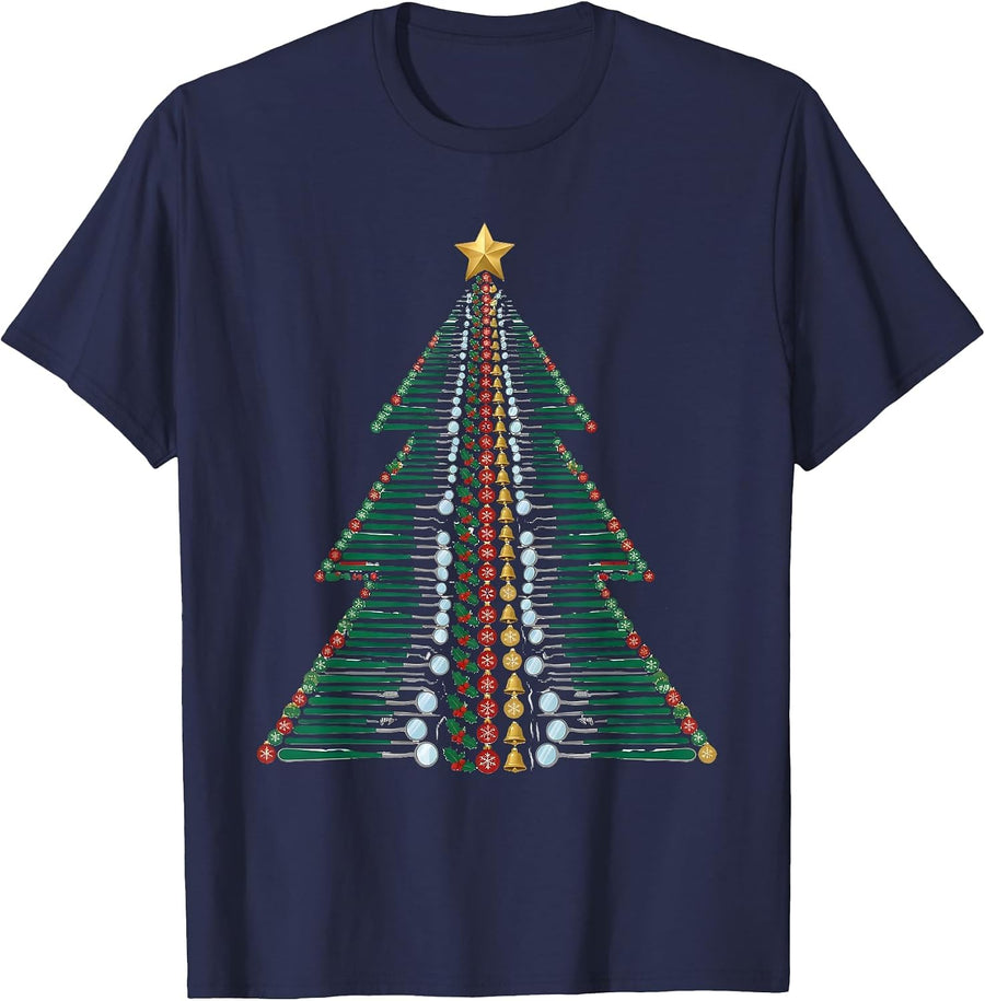 Hygienist Tool Christmas Tree Dental Staff Holiday Humor T-Shirt - Navy Blue