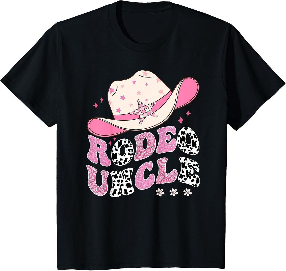 Rodeo Uncle Pink Cowgirl 1St Birthday Family Matching T-Shirt - Black