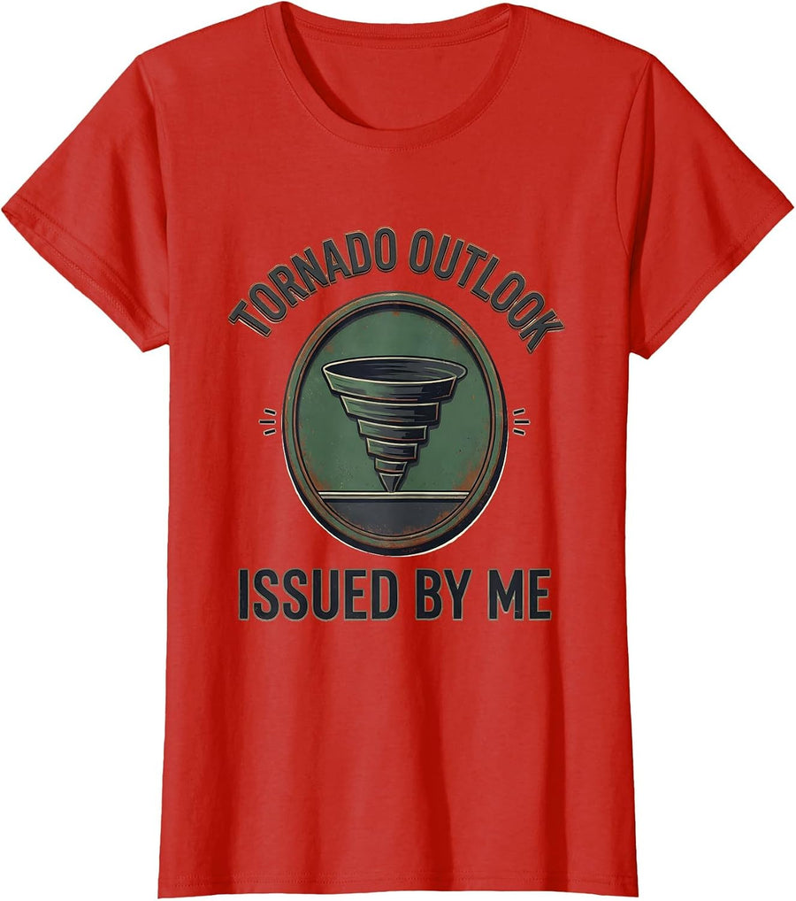 Women's Tornado Outlook Issued By Me Vintage Storm Chaser Tornado T-Shirt - Red