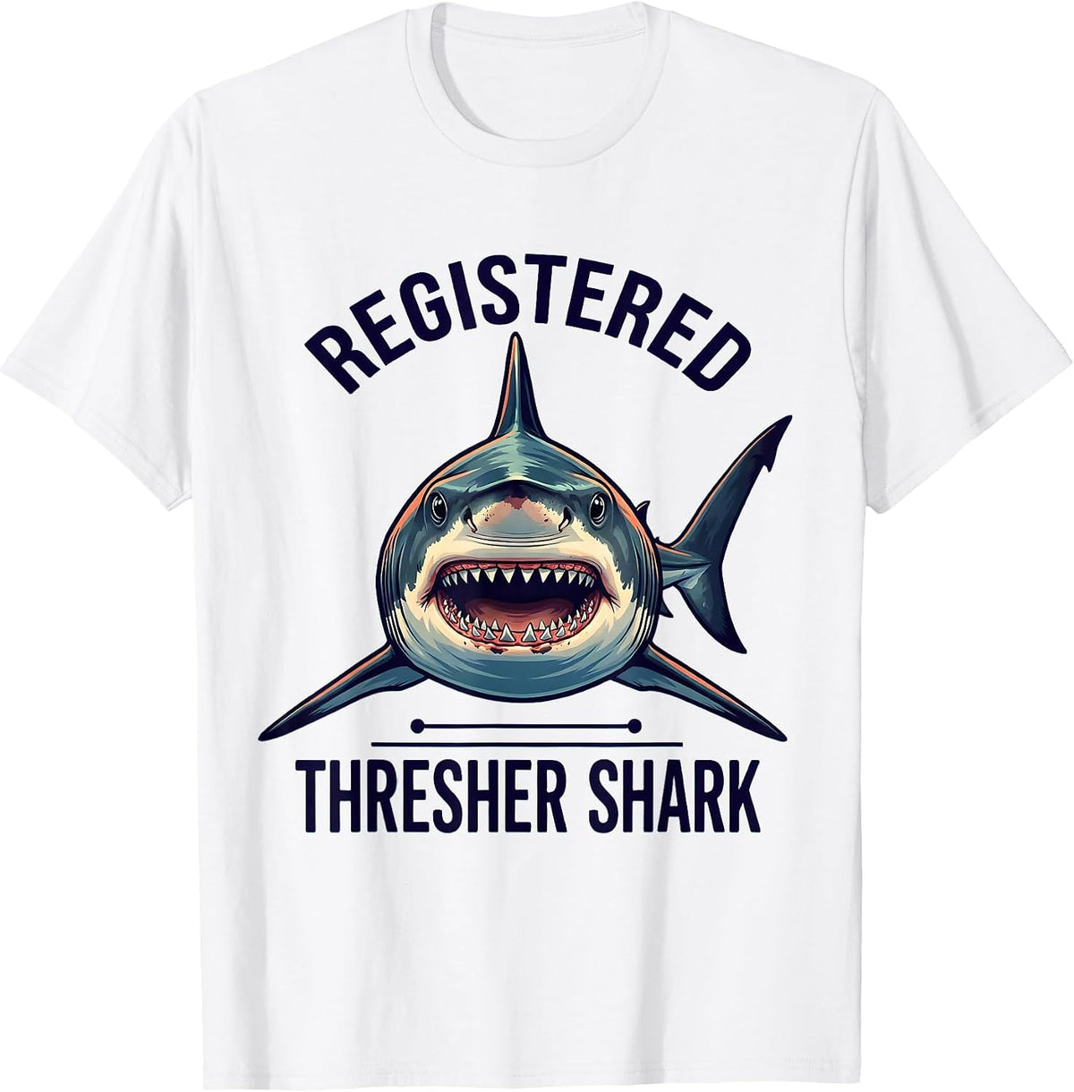Men's Registered Thresher Shark Funny Shark Lover Ocean Wildlife T-Shirt - White