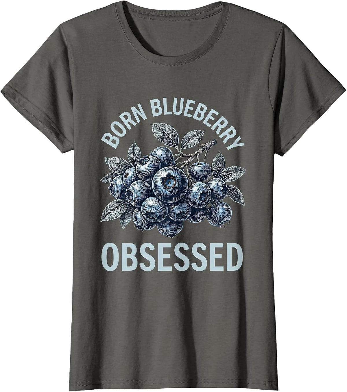 Women's Born Blueberry Obsessed Red White and Blueberries T-Shirt - Asphalt Grey