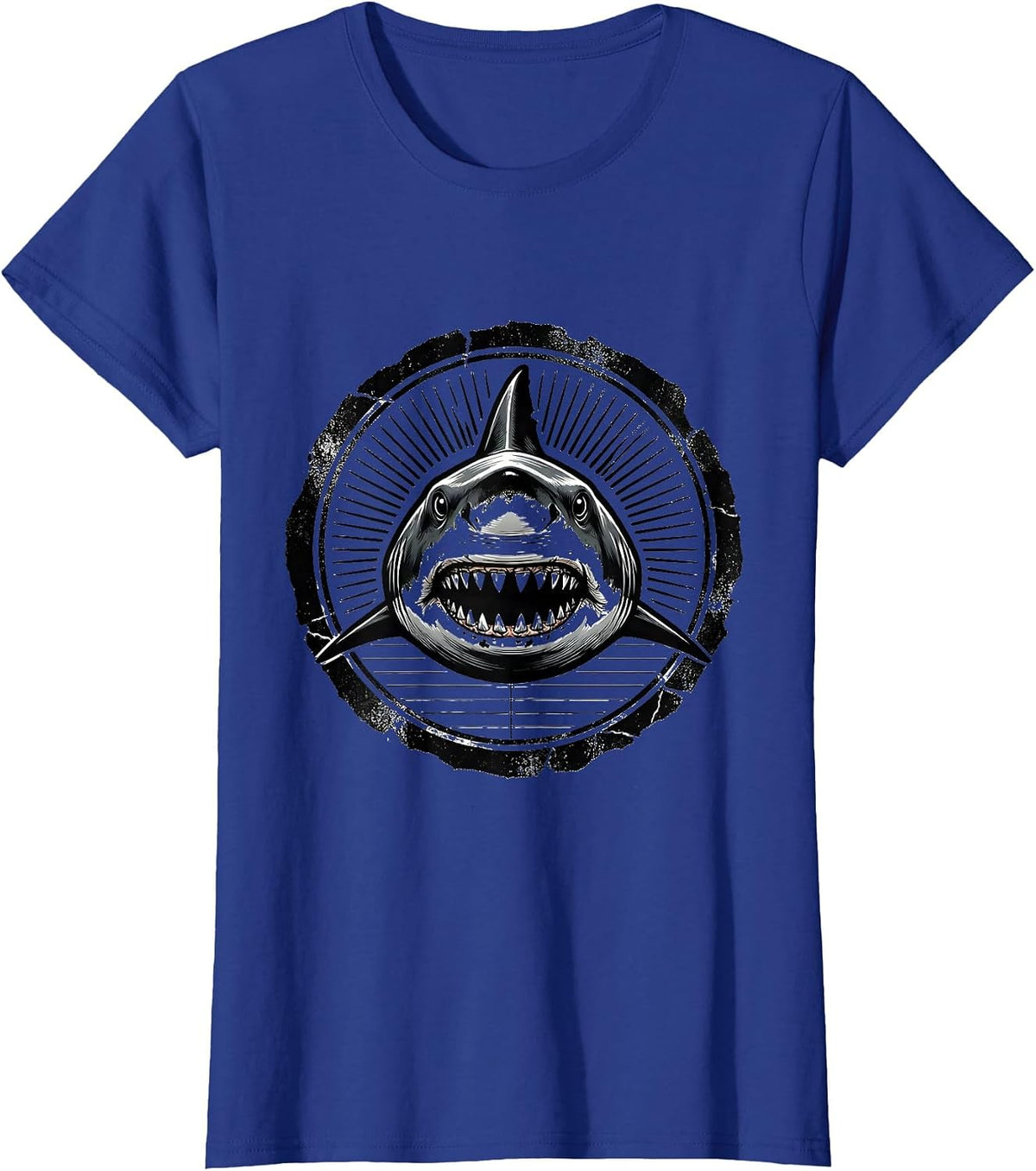 Women's Shark Stamp Seal Novelty Gift Ocean Wildlife Humor T-Shirt - Royal Blue