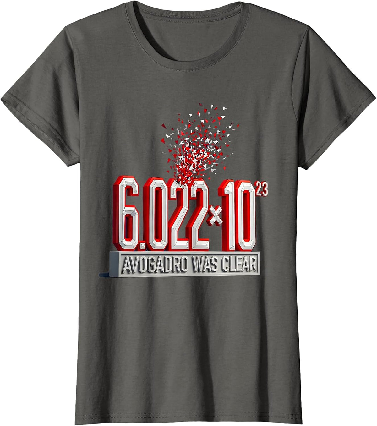 Women's Avogadro Was Clear Low Poly Faceted Chemistry Mole Day T-Shirt - Asphalt Grey