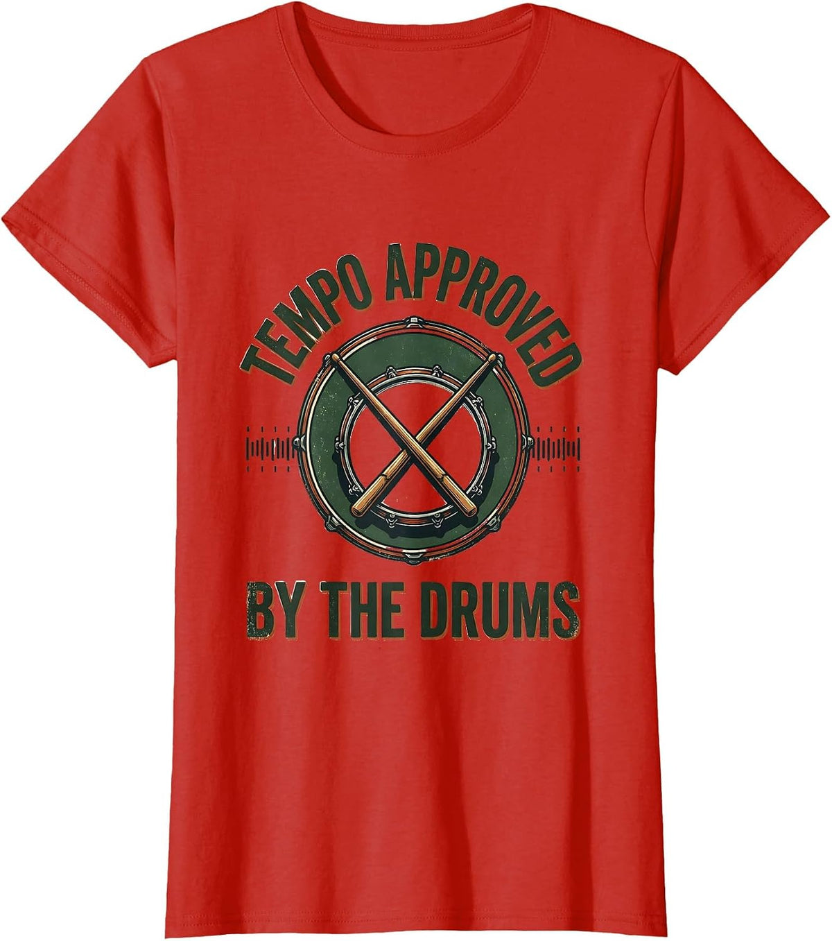 Tempo Approved By The Drums Vintage Drummer Percussionist T-Shirt - Red
