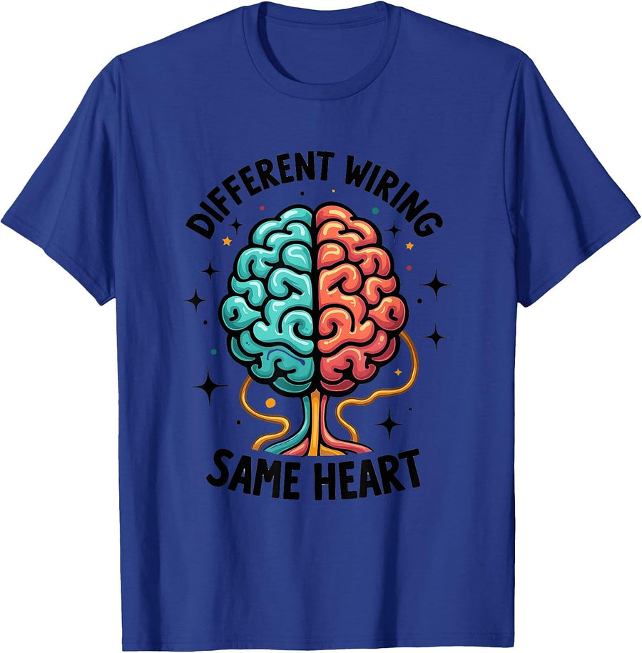 Different Wiring Same Heart ADHD Awareness Design T-Shirt - Royal Blue