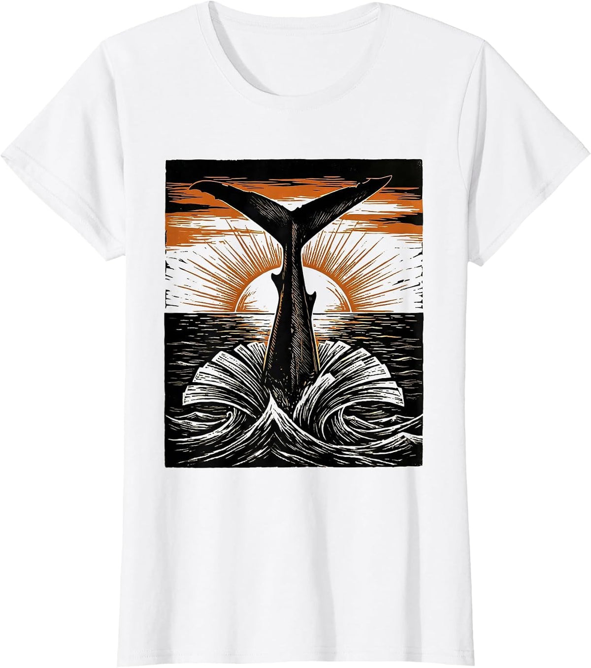 Hawaiian Shark Fin Glowing Sunset Graphic T-Shirt - White