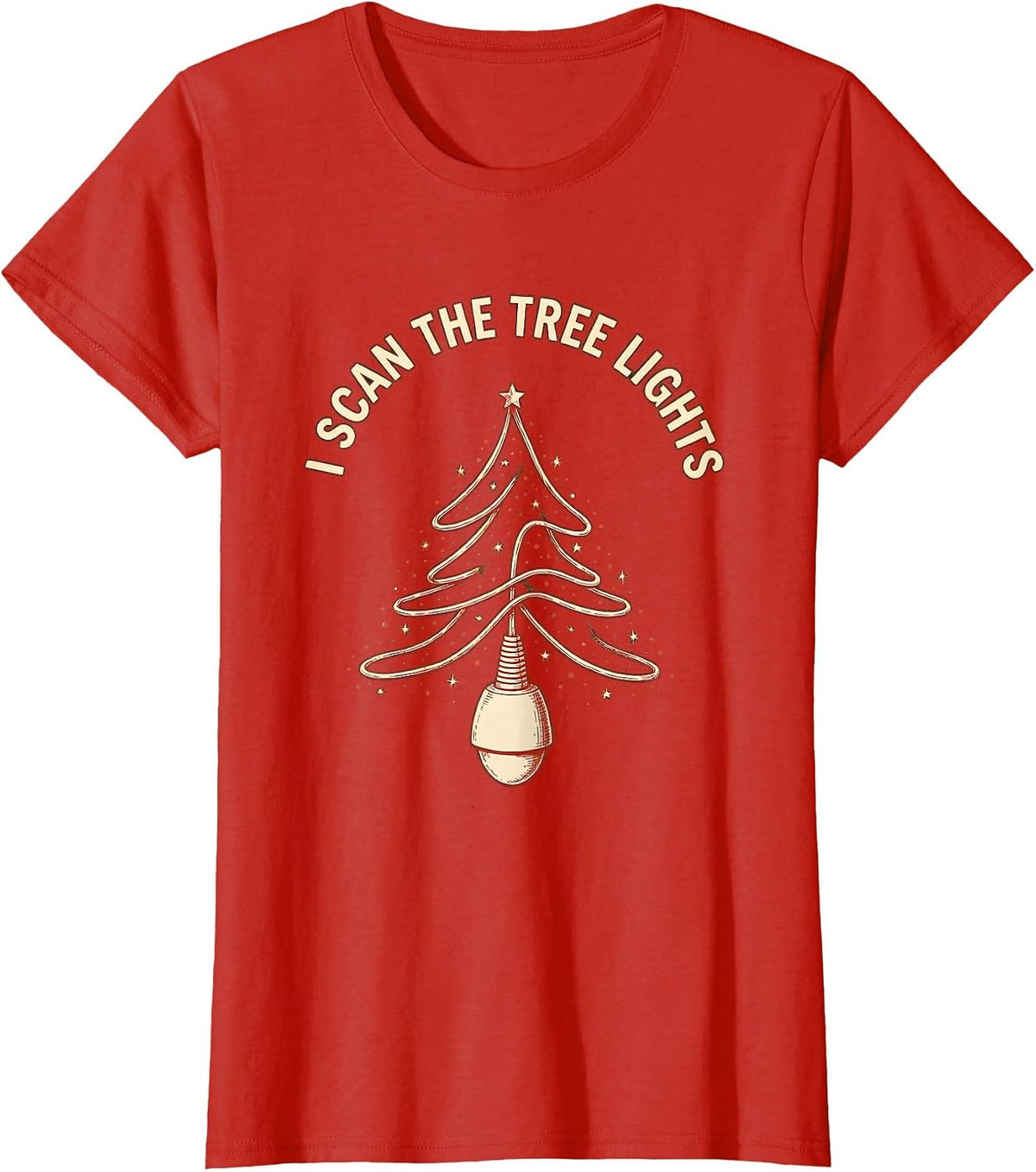 I Scan The Tree Lights Funny Sonographer Ultrasound Tech T-Shirt - Red