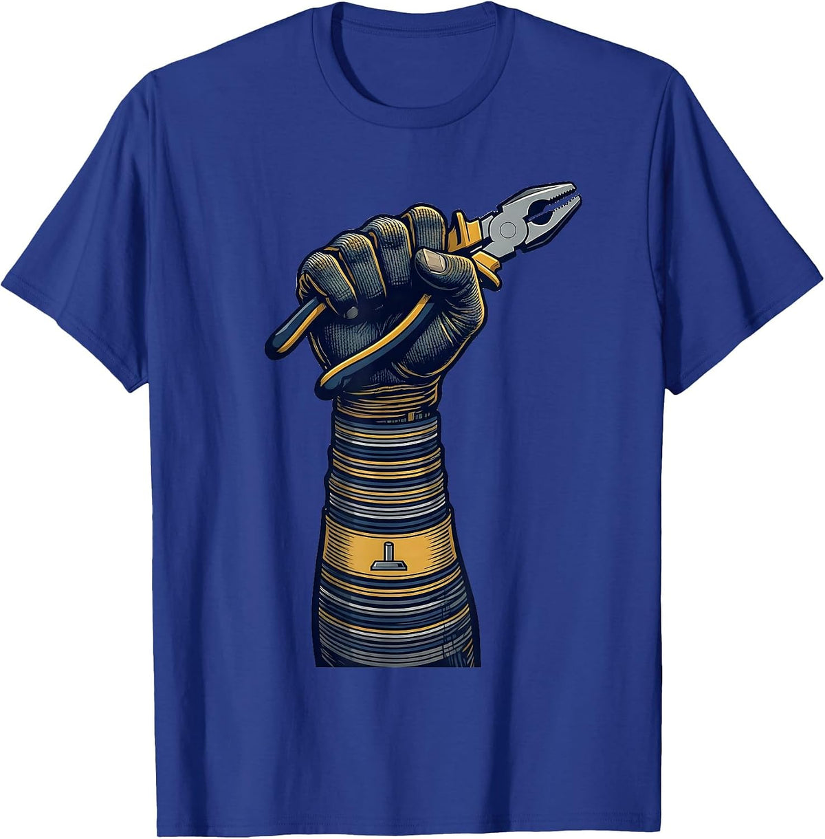 Men's Electrician Fist Wire Code Humor Gift T-Shirt - Royal Blue