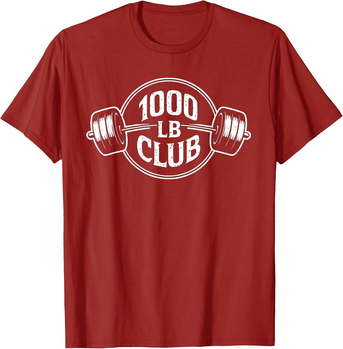 1000 LB Pound Club Strong Gym Weightlifting and Powerlifting T-Shirt - Cranberry Red