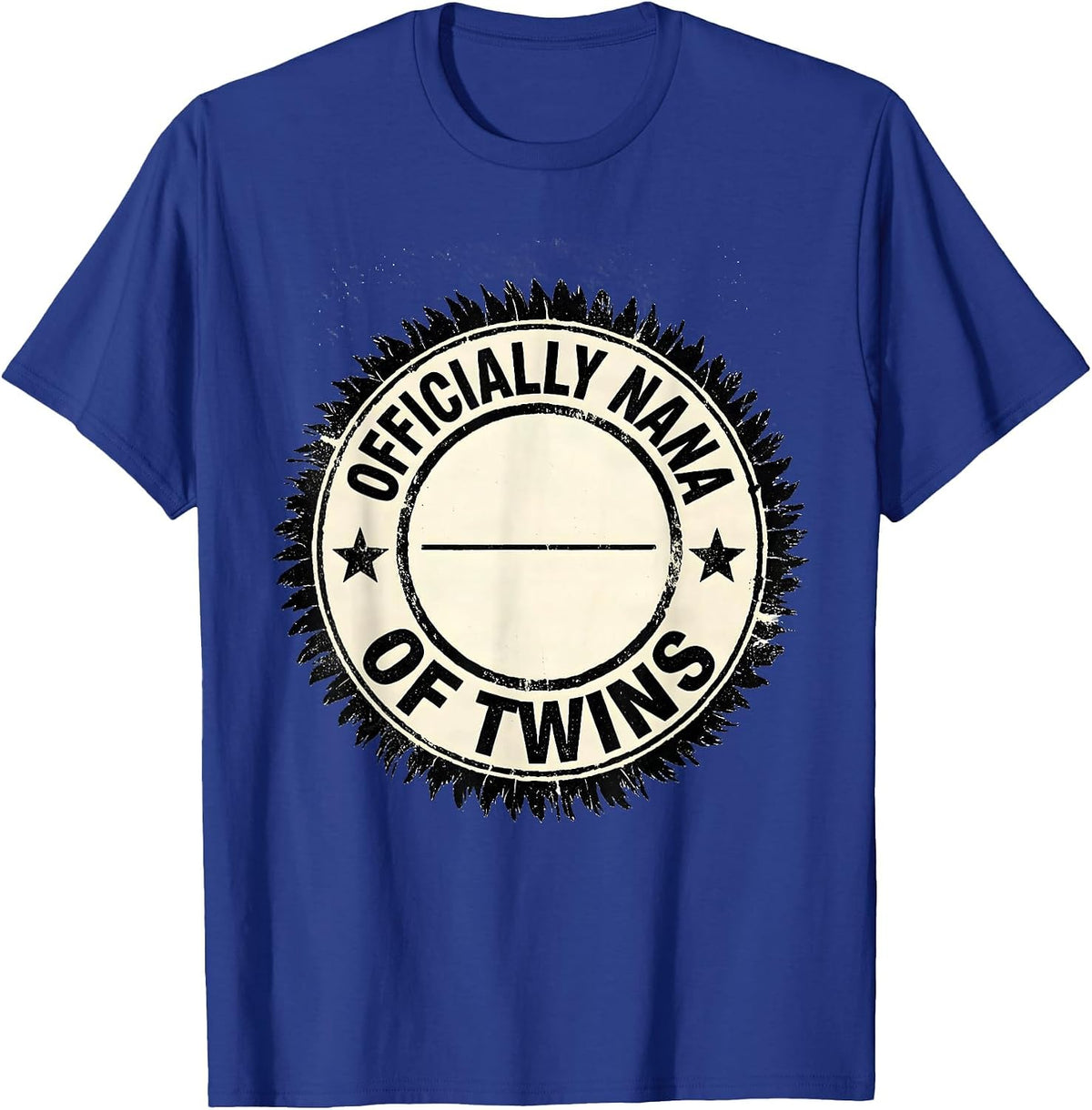 Men's Officially Nana Of Twins Rubber Stamp Grandma Of Twins T-Shirt - Royal Blue
